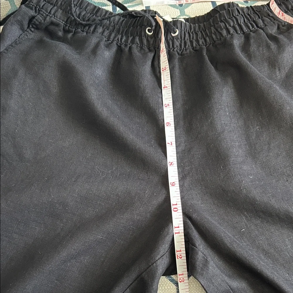 H&M Black Linen Tapered Pants | Drawstring Waist | Women’s Small | EUC